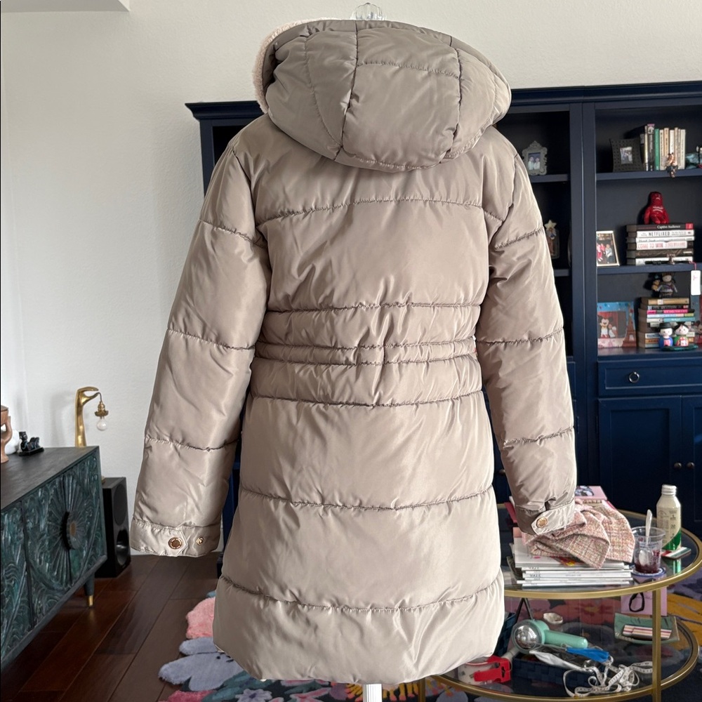 Zara Kid’s Olive Green Puffer Jacket with faux Sherpa Hood size 11-12 - Picture 4 of 8